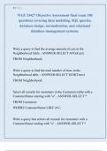 WGU D427 Objective Assessment final exam 100  questions covering data modeling&comma; SQL queries&comma;  database design&comma; normalization&comma; and relational  database management systems&period; 