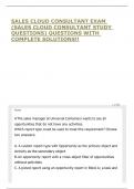 SALES CLOUD CONSULTANT EXAM &lpar;SALES CLOUD CONSULTANT STUDY QUESTIONS&rpar; QUESTIONS WITH COMPLETE SOLUTIONS&excl;&excl;