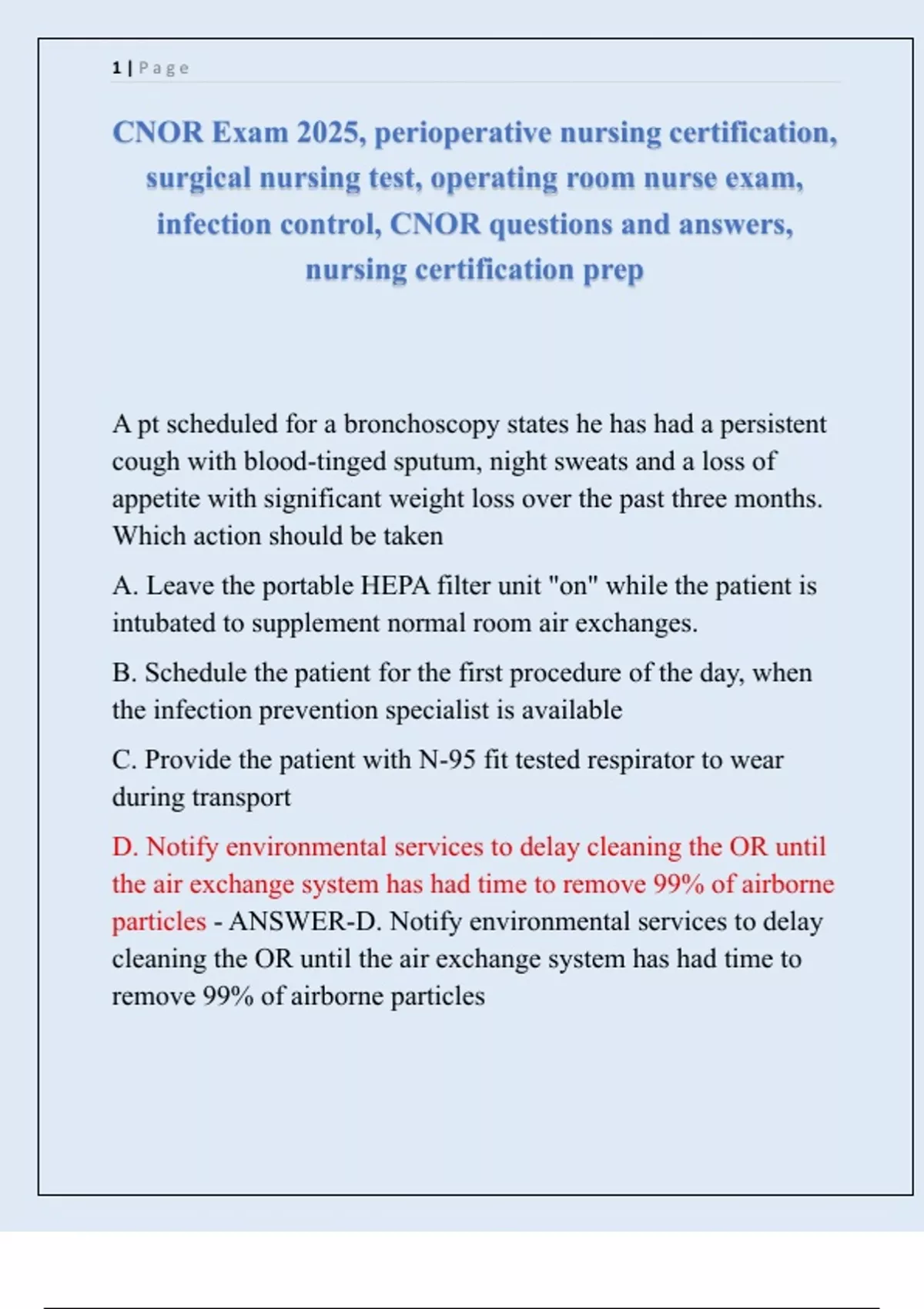 CNOR Exam 2025 perioperative nursing certification surgical nursing