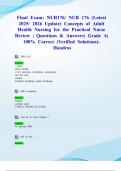 Final Exam&colon; NUR176&sol; NUR 176 &lpar;Latest 2025&sol; 2026 Update&rpar; Concepts of Adult Health Nursing for the Practical Nurse Review &vert; Questions & Answers&vert; Grade A&vert; 100&percnt; Correct &lpar;Verified Solutions&rpar;- Hondros