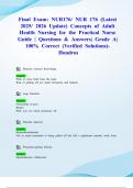 Final Exam&colon; NUR176&sol; NUR 176 &lpar;Latest 2025&sol; 2026 Update&rpar; Concepts of Adult Health Nursing for the Practical Nurse Guide &vert; Questions & Answers&vert; Grade A&vert; 100&percnt; Correct &lpar;Verified Solutions&rpar;- Hondros