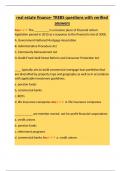 Real Estate Finance &ndash; TREBS Exam Questions with Verified Answers &ndash; U&period;S&period; Mortgage and Lending Principles