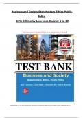 TEST BANK For&semi; Business and Society&colon; Stakeholders&comma; Ethics&comma; Public Policy&comma; 17th Edition By Lawrence&comma; Weber&comma; All Chapters 1 - 19