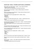 NURS 366- EXAM 1 PHARM QUESTIONS & ANSWERS