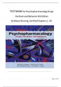 TEST BANK For Psychopharmacology&colon; Drugs&comma; the Brain&comma; and Behavior&comma; 4th Edition By Meyer Nursing&comma; Verified Chapters 1 - 20&vert;&vert;Complete Guide A&plus;&vert;&vert;Latest Update