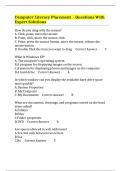 Computer Literacy Placement  - Questions With Expert Solutions