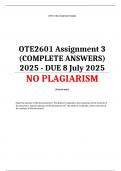 OTE2601 Assignment 3 (COMPLETE ANSWERS) 2025 - DUE 8 July 2025Course