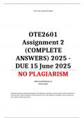 OTE2601 Assignment 2 &lpar;COMPLETE ANSWERS&rpar; 2025 - DUE 15 June 2025&semi; 100&percnt; TRUSTED Complete&comma; trusted solutions and explanations&period;&period; Ensure your success with us&period; &period;&period; 