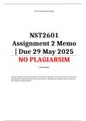 NST2601 Assignment 2 Memo &vert; Due 29 May 2025