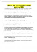 UMaine Bio 100 Final With correct answers 100&percnt;