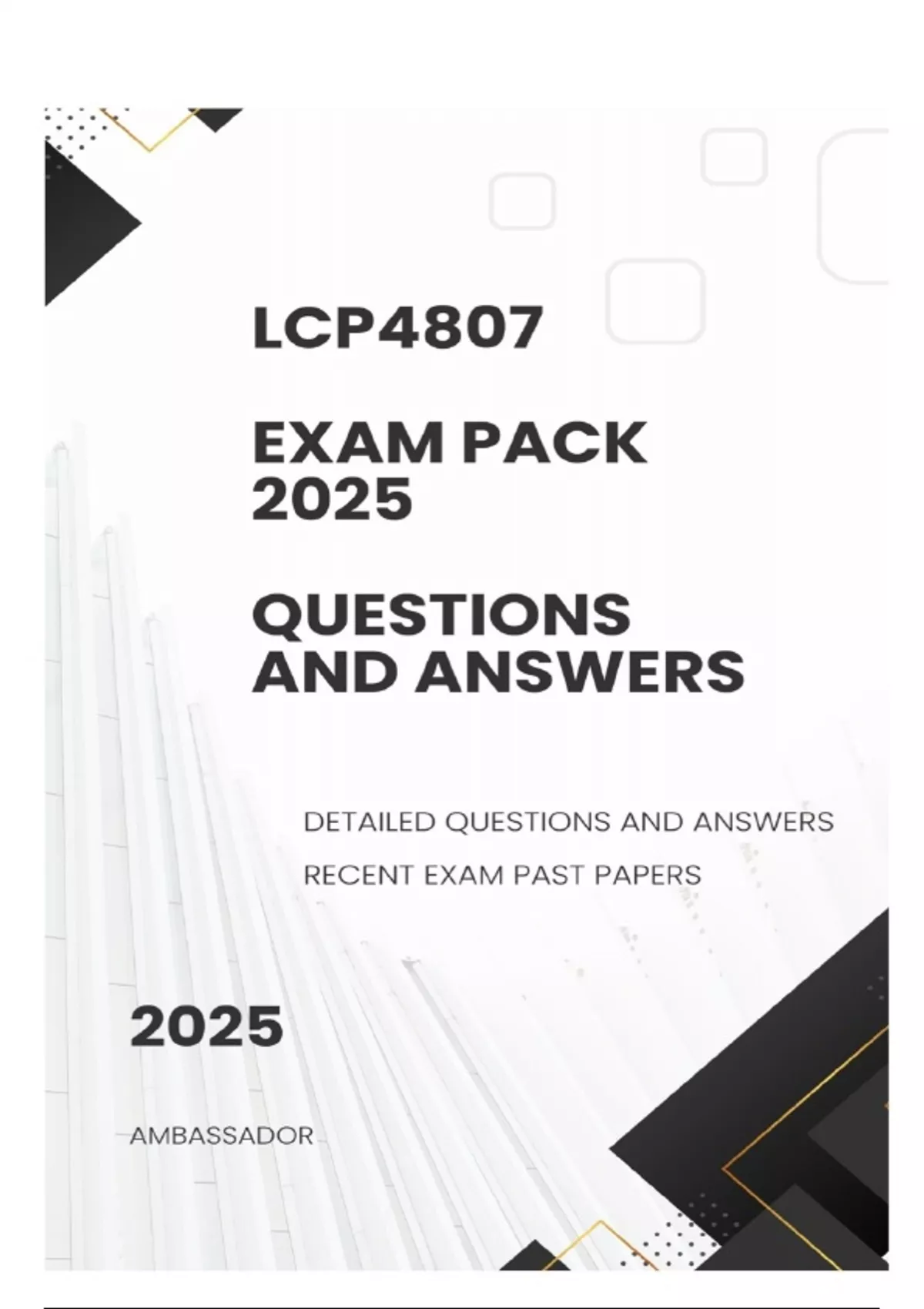 Exam Pack Examples LCP4807 EXAM PACK 2025 - DETAILED QUESTIONS AND ANSWERS - LCP4807 EXAM ...