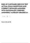 RISE UP CUSTOMER SERVICE TEST ACTUAL EXAM QUESTIONS AND CORRECT DETAILED ANSWERS WITH RATIONALES &lpar;VERIFIED ANSWERS&rpar; &vert; ALREADY GRADED A&plus;
