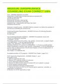 MISSOURI JURISPRUDENCE COUNSELING EXAM CORRECT 100&percnt; EXAM BUNDLE