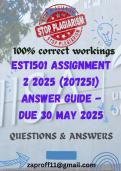 EST1501 Assignment 2 2025 &lpar;207251&rpar; Answer Guide - DUE 30 May 2025