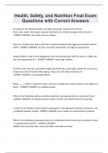 Health&comma; Safety&comma; and Nutrition Final Exam Questions with Correct Answers
