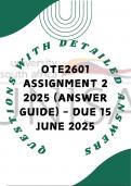 OTE2601 Assignment 2 2025 (Answer Guide) - DUE 15 June 2025