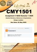 CMY1501 Assignment 3 QUIZ (COMPLETE ANSWERS) Semester 1 2025 - DUE 25 May 2025