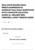 QMA STATE BOARD EXAM PREP&sol;COMPREENSIVE GUIDE&sol;ACTUAL EXAM QUESTIONS WITH COMPLETE SOLUTION GUIDE &lpar;A&plus; GRADED 100&percnt; VERIFIED&rpar; LATEST VERSION 2025&excl;&excl;