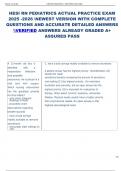 HESI RN PEDIATRICS ACTUAL PRACTICE EXAM  2025 -2026 NEWEST VERSION WITH COMPLETE  QUESTIONS AND ACCURATE DETAILED ANSWERS  VERIFIED ANSWERS ALREADY GRADED A&plus;  ASSURED PASS 