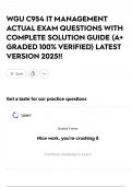 WGU C954 IT MANAGEMENT ACTUAL EXAM QUESTIONS WITH COMPLETE SOLUTION GUIDE &lpar;A&plus; GRADED 100&percnt; VERIFIED&rpar; LATEST VERSION 2025&excl;&excl;