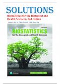 Solutions for Biostatistics for the Biological and Health Sciences 2nd Edition by Marc Triola &lpar;All Chapters&rpar;