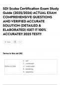 SDI Scuba Certification Exam Study Guide &lpar;2025&sol;2026&rpar; ACTUAL EXAM COMPREHENSIVE QUESTIONS AND VERIFIED ACCURATE SOLUTION &lpar;DETAILED & ELABORATED&rpar; &vert;GET IT 100&percnt; ACCURATE&excl;&excl; 2025 TEST&excl;&excl;