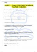 ASM275 - Exam 1 2025 QUESTIONS AND VERIFIED ANSWERS 