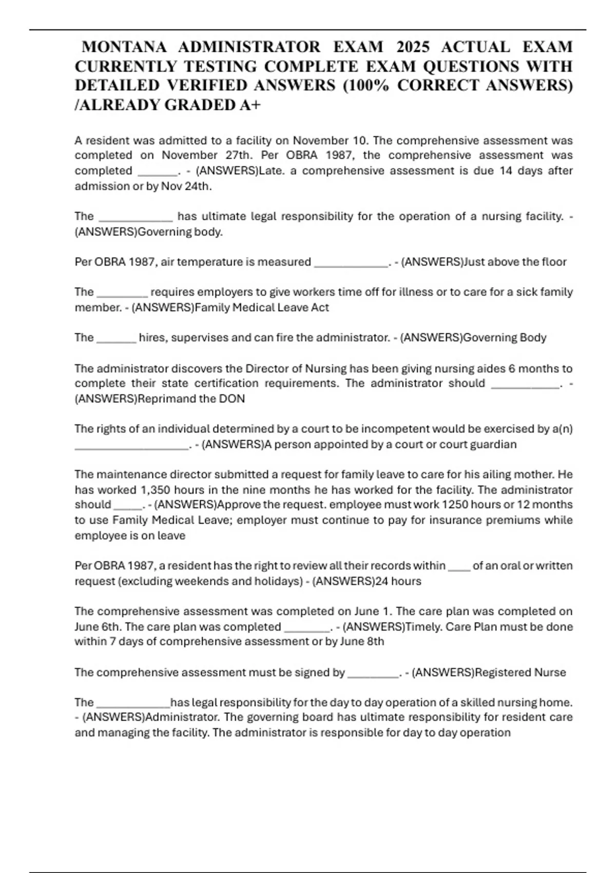 MONTANA ADMINISTRATOR EXAM 2025 ACTUAL EXAM CURRENTLY TESTING COMPLETE ...
