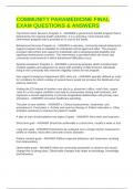 COMMUNITY PARAMEDICINE FINAL EXAM QUESTIONS & ANSWERS