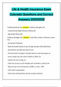 Life & Health Insurance Exam Colorado Questions and Correct Answers 2025&sol;2026