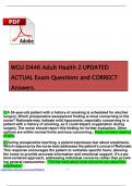 WGU D446 Adult Health 2 UPDATED ACTUAL Exam Questions and CORRECT Answers&period;
