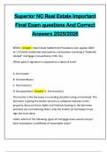 Superior NC Real Estate Important Final Exam questions And Correct Answers 2025&sol;2026