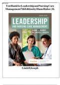 TEST BANK Leadership and Nursing Care Management &lpar;7TH&rpar; by Diane Huber&semi; M&period; Lindell Joseph&vert; Chapter 1-26 LATEST VERSION