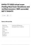 NWSA TT1 2025 Actual exam &lpar;Testing Real Exam Questions&rpar; and verified Answers &lpar; 100&percnt; accurate&rpar; GET IT RIGHT&excl;&excl;