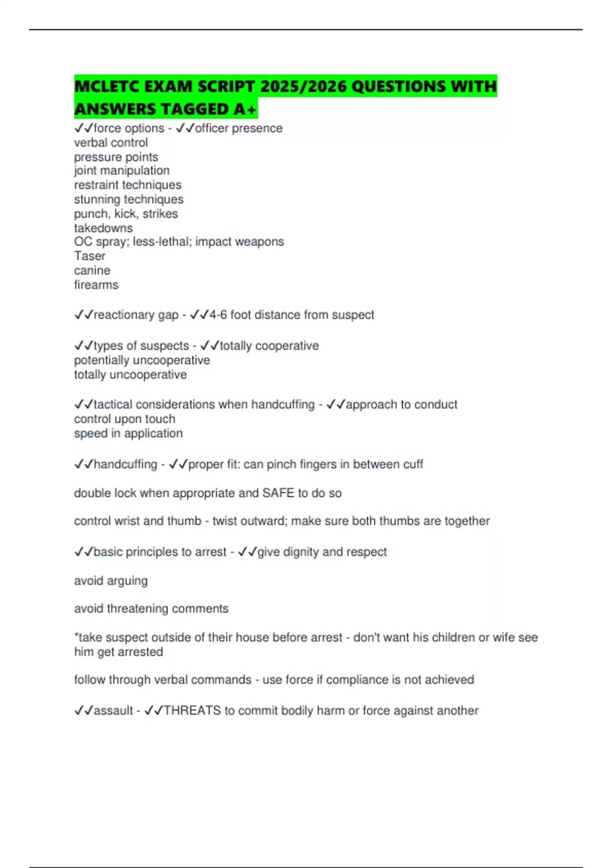 MCLETC EXAM SCRIPT 2025/2026 QUESTIONS WITH ANSWERS TAGGED A+ - MCLETC ...