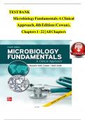 Test Bank Microbiology Fundamentals A Clinical Approach&comma; 3rd Edition By Cowan&comma; Chapter 1-22 &vert;Complete All Chapters Latest