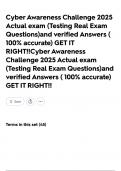 Cyber Awareness Challenge 2025 Actual exam &lpar;Testing Real Exam Questions&rpar;and verified Answers &lpar; 100&percnt; accurate&rpar; GET IT RIGHT&excl;&excl;Cyber Awareness Challenge 2025 Actual exam &lpar;Testing Real Exam Questions&rpar;and verified Answers &lpar; 100&percnt; accurate&rpar; GET IT RIGHT&excl;&excl;