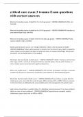 critical care exam 3 trauma Exam questions with correct answers