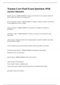 Trauma Care Final Exam Questions With correct Answers&period;