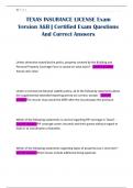 TEXAS INSURANCE LICENSE Exam Version A&B &vert; Certified Exam Questions And Correct Answers