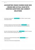 ACCOUNTING CRASH COURSE EXAM 2025 &vert; BRAND NEW ACTUAL EXAM WITH VERIFIED QUESTIONS AND CORRECT SOLUTIONS