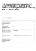 PTCB EXAM QUESTIONSACTUAL EXAM TEST  BANK WITH REAL EXAM QUESTIONS AND  CORRECT ANSWERS &lpar;100&percnt; CORRECT ANSWERS&rpar;  PTCB EXAM 2024 &lpar;NEW&excl;&excl;