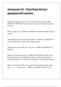 Astronomy 101 - Final Exam Review questions with answers