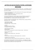 AP PSYCH QUESTIONS WITH ANSWERS  2025&sol;2026 