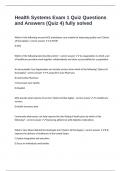 Health Systems Exam 1 Quiz Questions and Answers &lpar;Quiz 4&rpar; fully solved