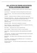 ALL AP PSYCH TERMS QUESTIONS  WITH ANSWERS PROVIDED 