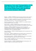 Emergency Care and Transportation of the Sick and Injured 12th Edition Chapter 6- The Human Body   Exam with Questions and Correct Answers  2025&period;