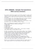 EPIC AMB400 - Sample Test Questions With Correct Answers