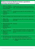 Patient-Centered Medical Homes questions correctly answered to pass