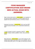 FOOD MANAGER  CERTIFICATION 2025 BRAND  NEW ACTUAL EXAM WITH  ANSWERS&period;